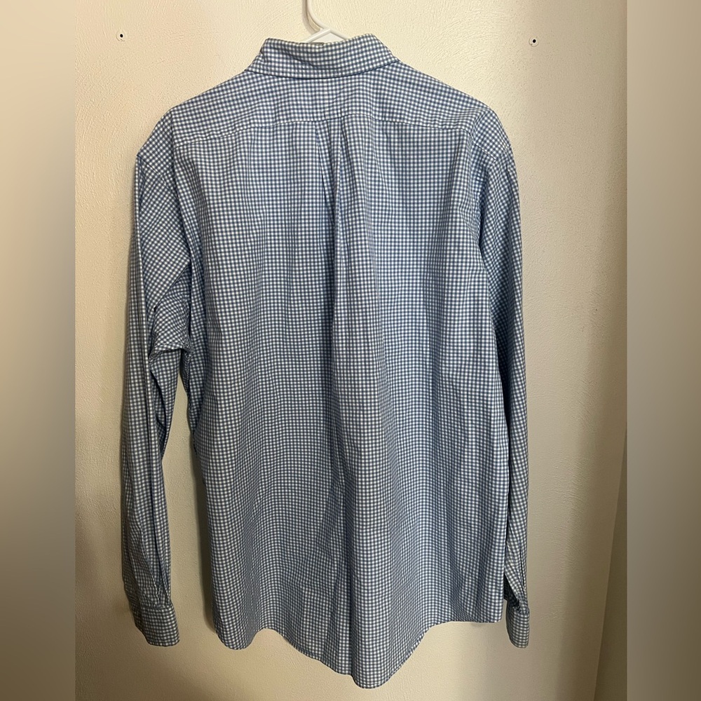 RALPH LAUREN Classic Fit 100% Cotton Plaid Button Down Shirt Blue White Men's XL - Picture 4 of 4